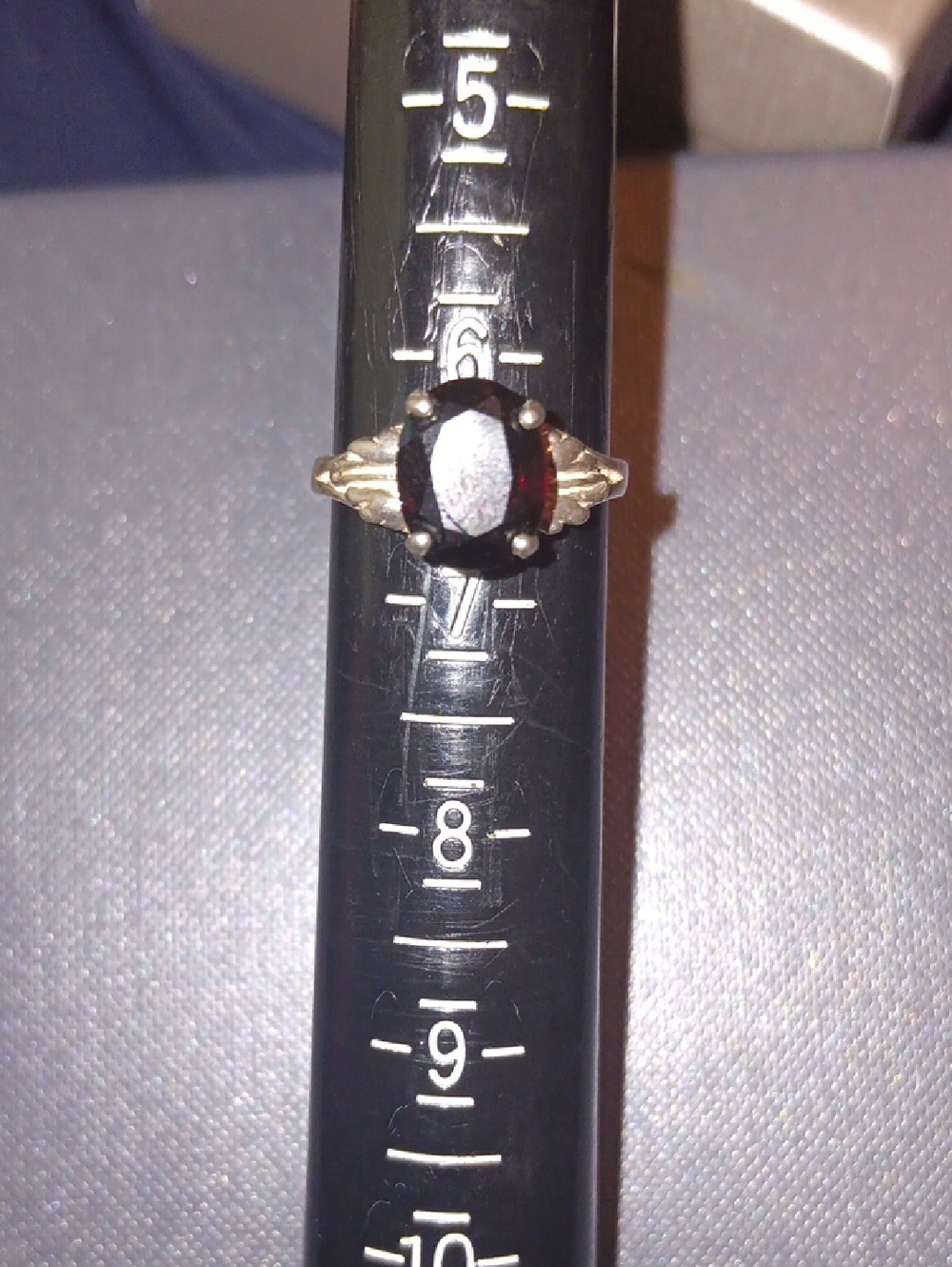 925 Oval Garnet Ring in Deep Red Size 6 1/2